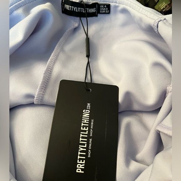 NWT- Pretty little thing Celinea Dusty Blue Bardot Frill Midi Dress - Picture 5 of 10